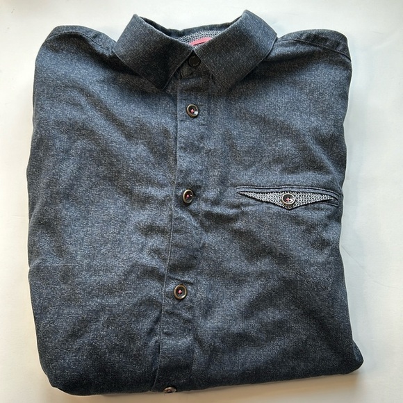 Ted Baker London Mens Long Sleeve Button Down Dress Shirt Denim Blue Sz 3 Medium - Picture 14 of 16